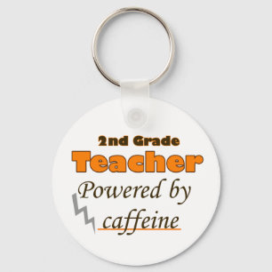 2nd Grade Teacher Powered by caffeine Key Ring