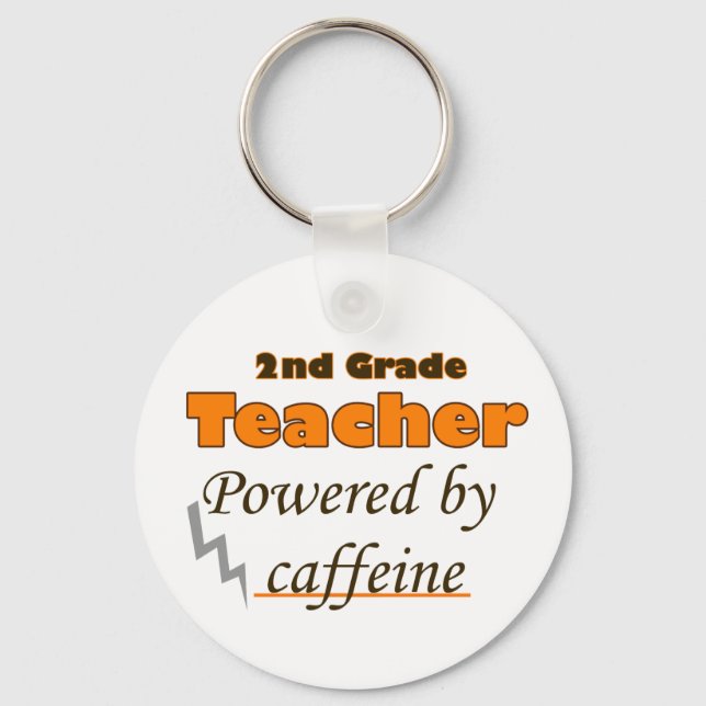 2nd Grade Teacher Powered by caffeine Key Ring (Front)