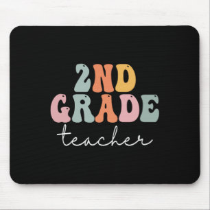 2nd Grade Teacher Retro Groovy Vintage First Day O Mouse Pad