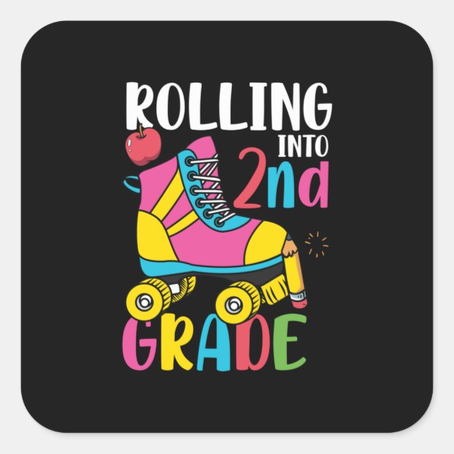 2nd Grade Teacher Rolling Into 2nd Grade Square Sticker (Front)