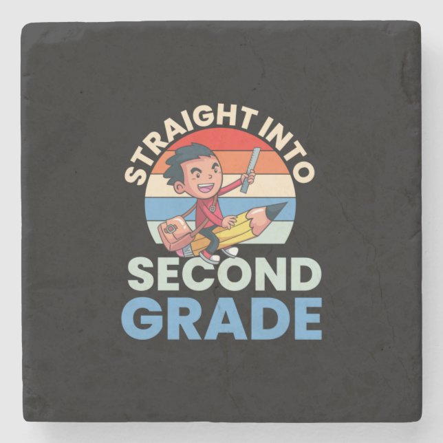 2nd Grade Teacher Straight Into Second Grade Stone Coaster (Front)