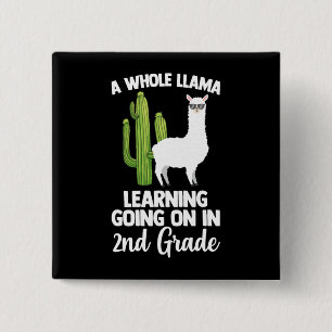 2nd Grade Teacher Student Kids Back To School Llam 15 Cm Square Badge