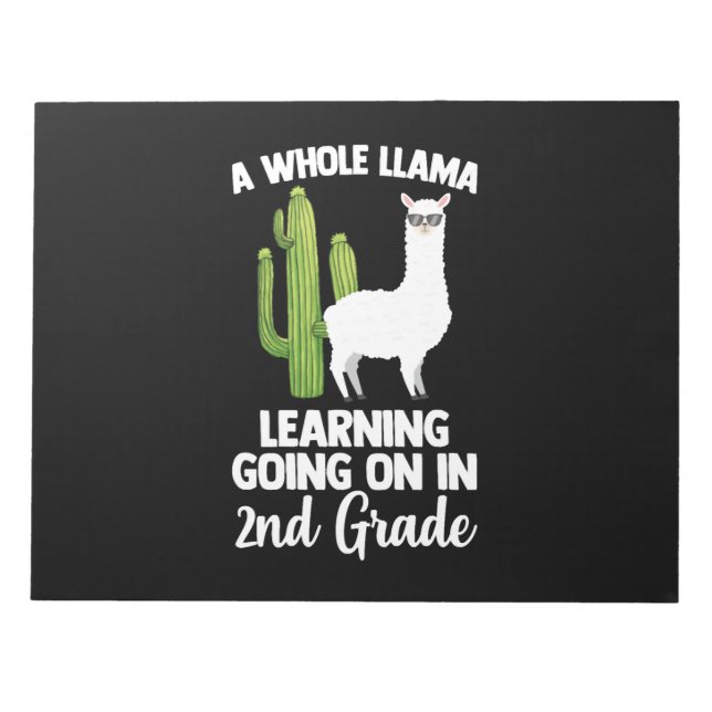 2nd Grade Teacher Student Kids Back To School Llam Notepad (Front)