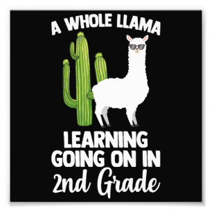 2nd Grade Teacher Student Kids Back To School Llam Photo Print