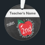2nd Grade 🍎 Teachers Rock | Chalkboard Ornament<br><div class="desc">My Teacher Makes 2nd Grade Rock | Chalkboard styled Ornament with a red apple ready for you to personalise. ⭐This Product is 100% Customisable. Graphics and /or text can be added, deleted, moved, resized, changed around, rotated, etc... 99% of my designs in my store are done in layers. This makes...</div>