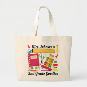 2nd Grade Teacher's School Stuff Large Tote Bag