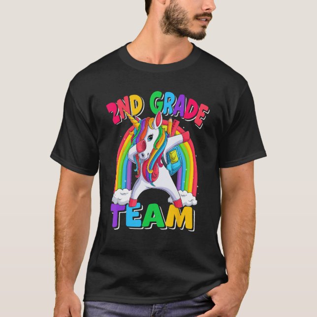 2nd Grade Team Dabbing Unicorn Back to School Kids T-Shirt (Front)