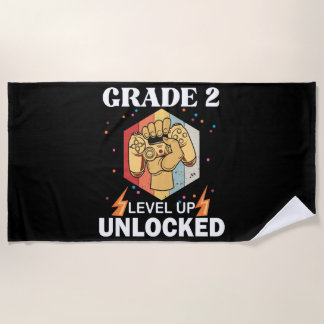 2nd Grade Unlocked Level Up Back To School First Beach Towel