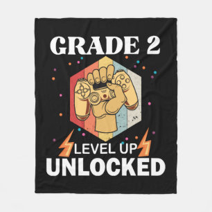 2nd Grade Unlocked Level Up Back To School First Fleece Blanket