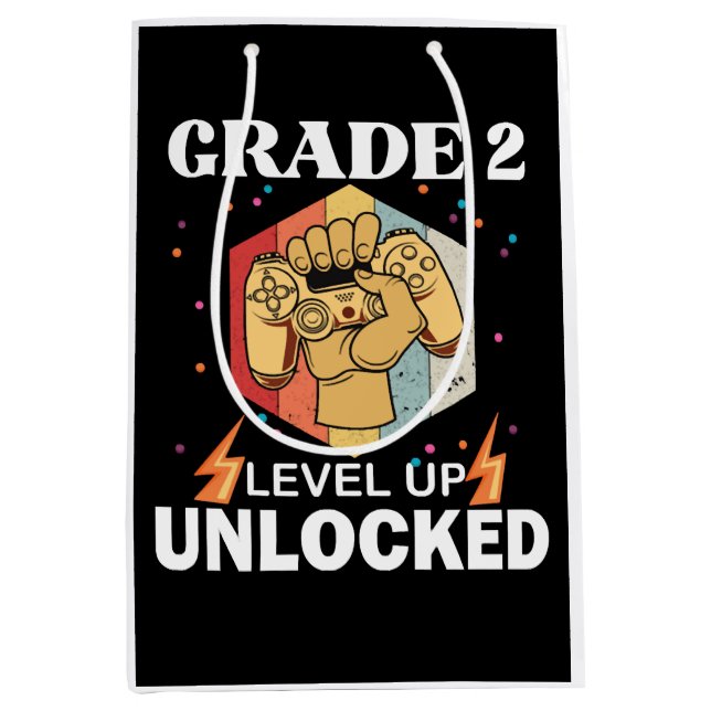 2nd Grade Unlocked Level Up Back To School First Medium Gift Bag (Front)