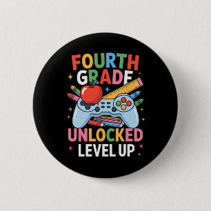 2nd Grade Unlocked Level Up Gamer Kids Boys Ck To 6 Cm Round Badge