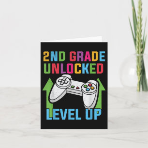 2nd Grade Unlocked Level Up Video Gamer Boys Back  Card