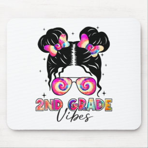 2nd Grade Vibes Messy Bun Girl - Second Grade Ck T Mouse Pad