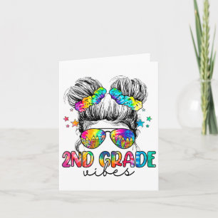 2nd Grade Vibes Messy Bun Girl Second Grade Ck To Card
