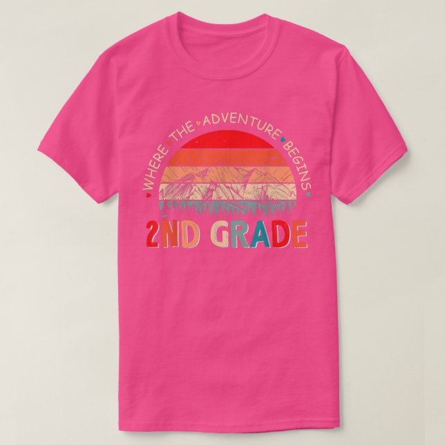 2nd Grade Where The Adventure Begins Teacher Vinta T-Shirt (Design Front)
