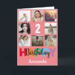 2nd Happy Birthday Photo Collage Modern Pink Card<br><div class="desc">2nd Happy Birthday Photo Collage Modern Pink Card with personalised name. For further customisation,  please click the "Customise it" button and use our design tool to modify this template.</div>