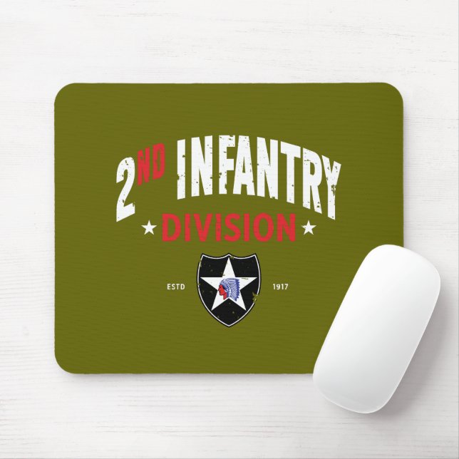 2nd Infantry Division "Indianhead" Distressed Mouse Pad (With Mouse)