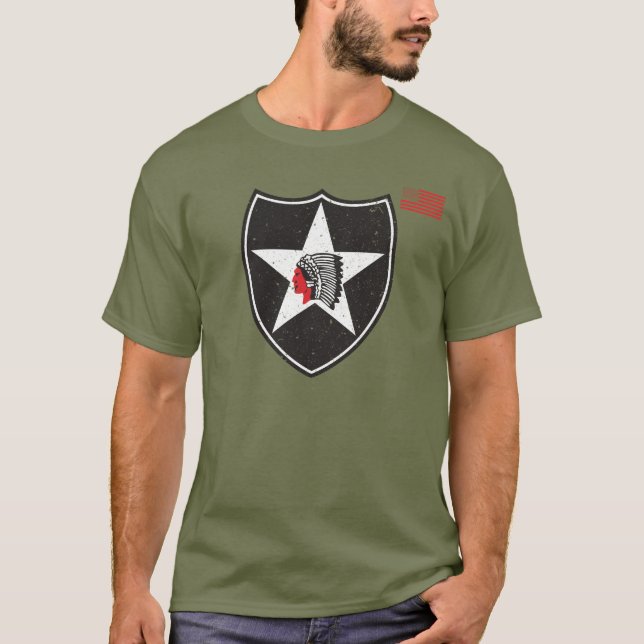 2nd Infantry Division Patch Distressed T-Shirt (Front)