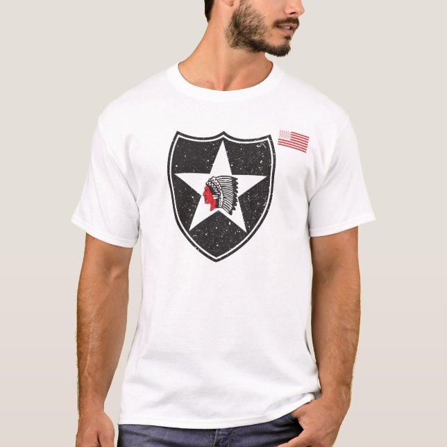 2nd Infantry Division Patch Distressed T-Shirt (Front)