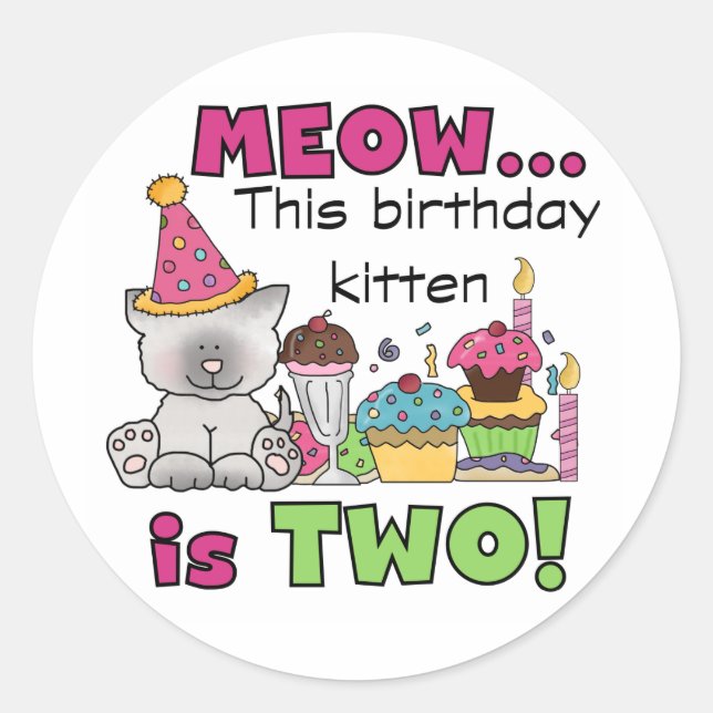 2nd Kitten Birthday Tshirts and Gifts Classic Round Sticker (Front)