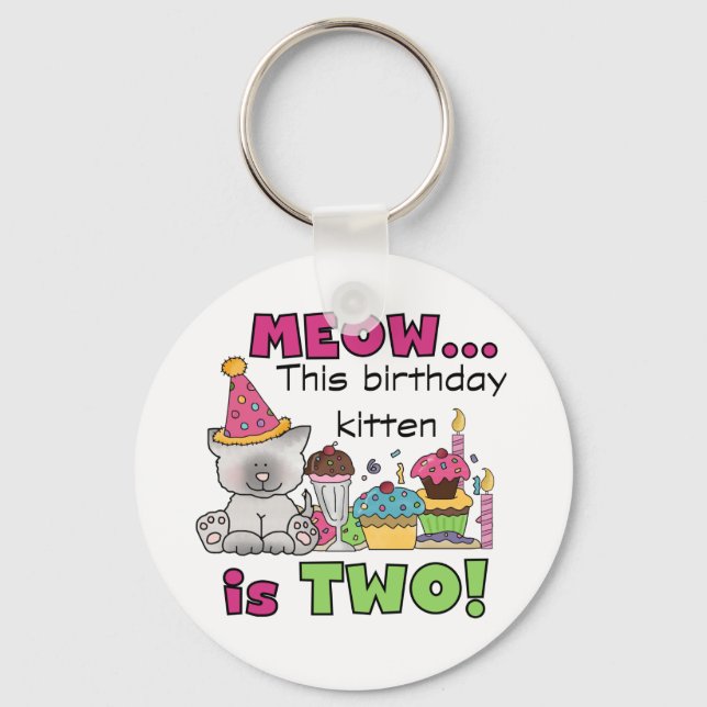2nd Kitten Birthday Tshirts and Gifts Key Ring (Front)