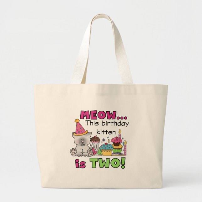 2nd Kitten Birthday Tshirts and Gifts Large Tote Bag (Front)
