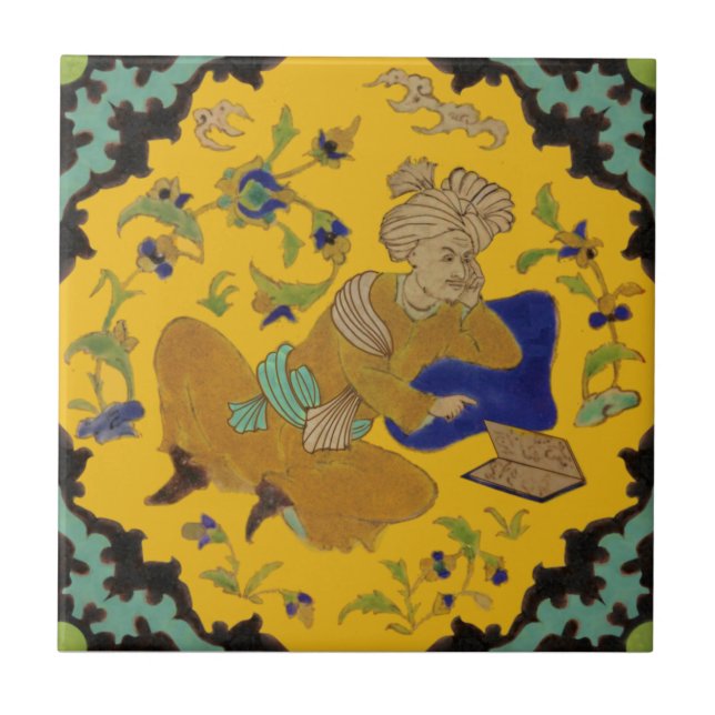 2nd of Pair Turbaned Man Persian Antique Repro Tile (Front)