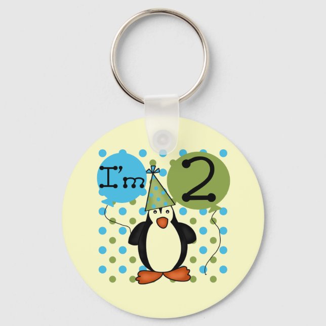 2nd Penguin Birthday Tshirts and Gifts Key Ring (Front)