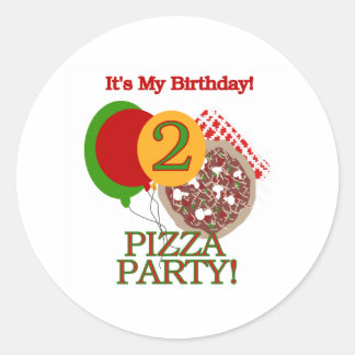 2nd Pizza Party Birthday Classic Round Sticker