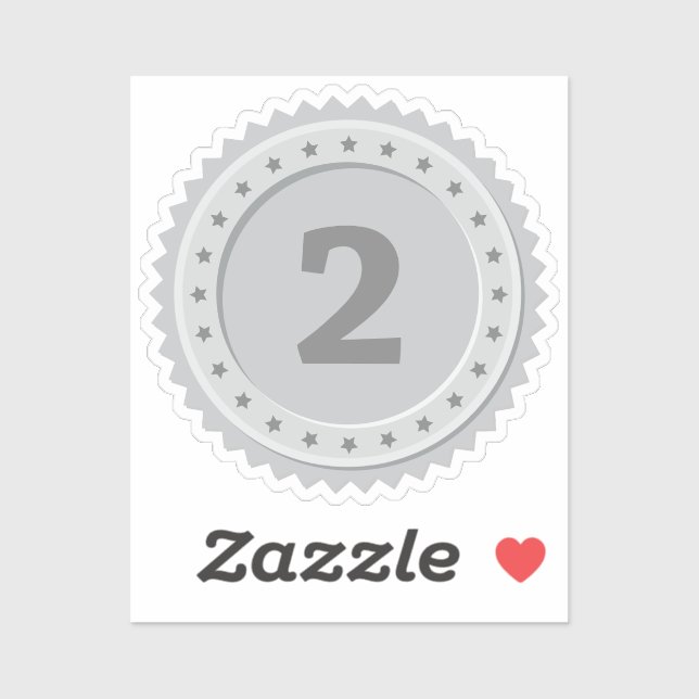 2nd Place Silver Medal Custom-Cut Vinyl Sticker (Sheet)