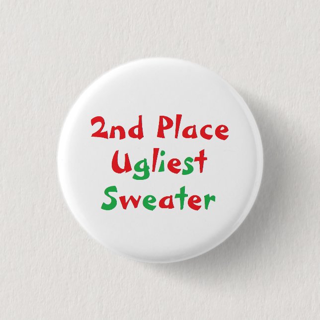 "2nd Place" Ugliest Sweater Award Button (Front)