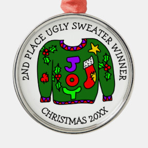 2ND Place Winner Ugly Sweater Contest Medal   Metal Tree Decoration