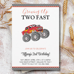 2nd Second Birthday Party Cars Party Two Fast Invitation