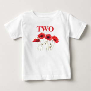 2nd Second Birthday Party Poppies Baby Girl T-Shirt