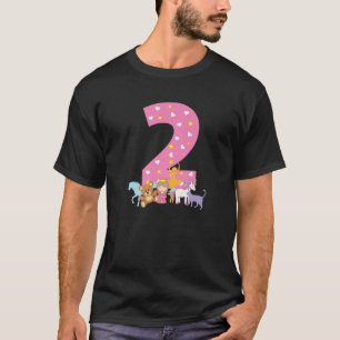2Nd Second Birthday Unicorn Teddy Bear Hearts Pony T-Shirt