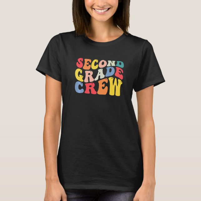 2nd Second Grade Crew Teacher Back To School Retro T-Shirt (Front)