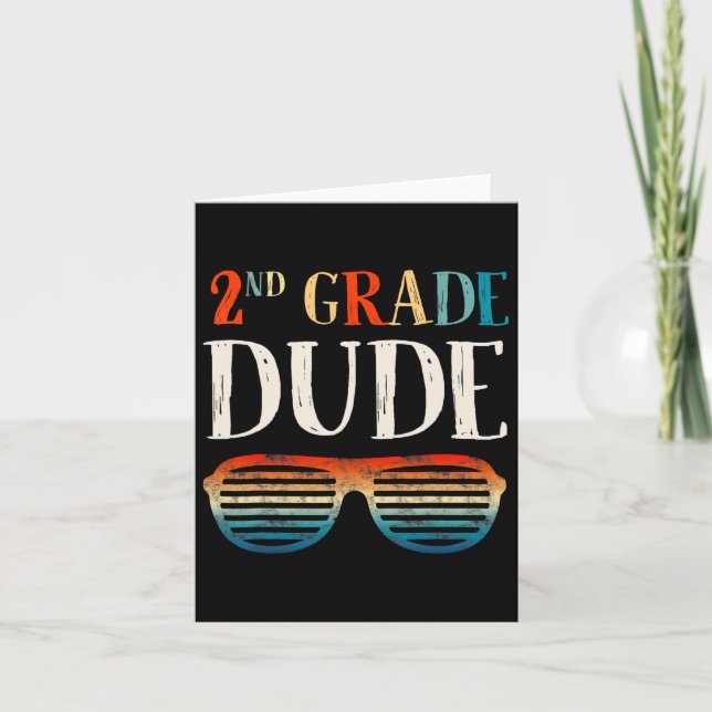 2nd Second Grade Dude Sungles Back To School Boys  Card (Front)