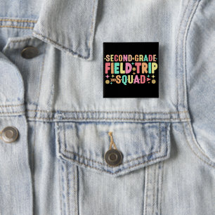 2nd Second Grade Field Trip Squad Matching Teacher 15 Cm Square Badge