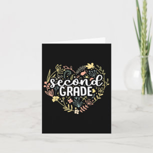 2nd Second Grade Floral Heart Back To School Teach Card