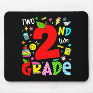 2nd second grade retro colourful back to school mouse pad