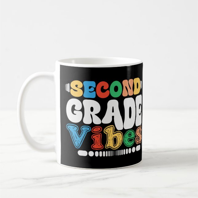 2nd Second Grade Vibes Funny Back To School Groovy Coffee Mug (Left)