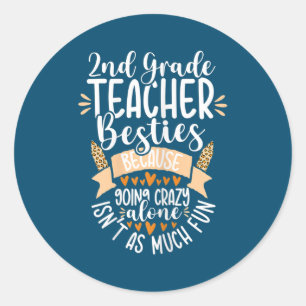 2nd Second Teacher Besties Appreciation Leopard Classic Round Sticker