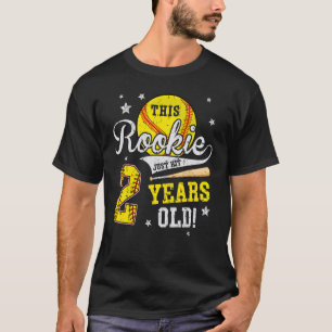 2nd Softball Birthday This Rookie Just Hit 2 Years T-Shirt