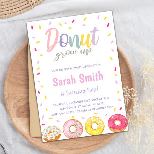2ND Sweet Doughnut Invitation, Doughnut Birthday Invitation