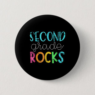 2nd Teacher Team - Second Grade Rocks  6 Cm Round Badge
