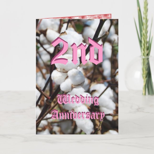 2nd wedding anniversary card - Cotton (Front)