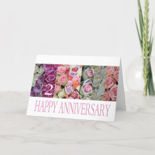 2nd Wedding Anniversary Card pastel roses