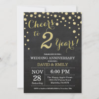 2nd Wedding Anniversary Chalkboard Black and Gold