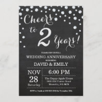 2nd Wedding Anniversary Chalkboard Black Silver