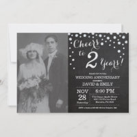 2nd Wedding Anniversary Chalkboard Black Silver